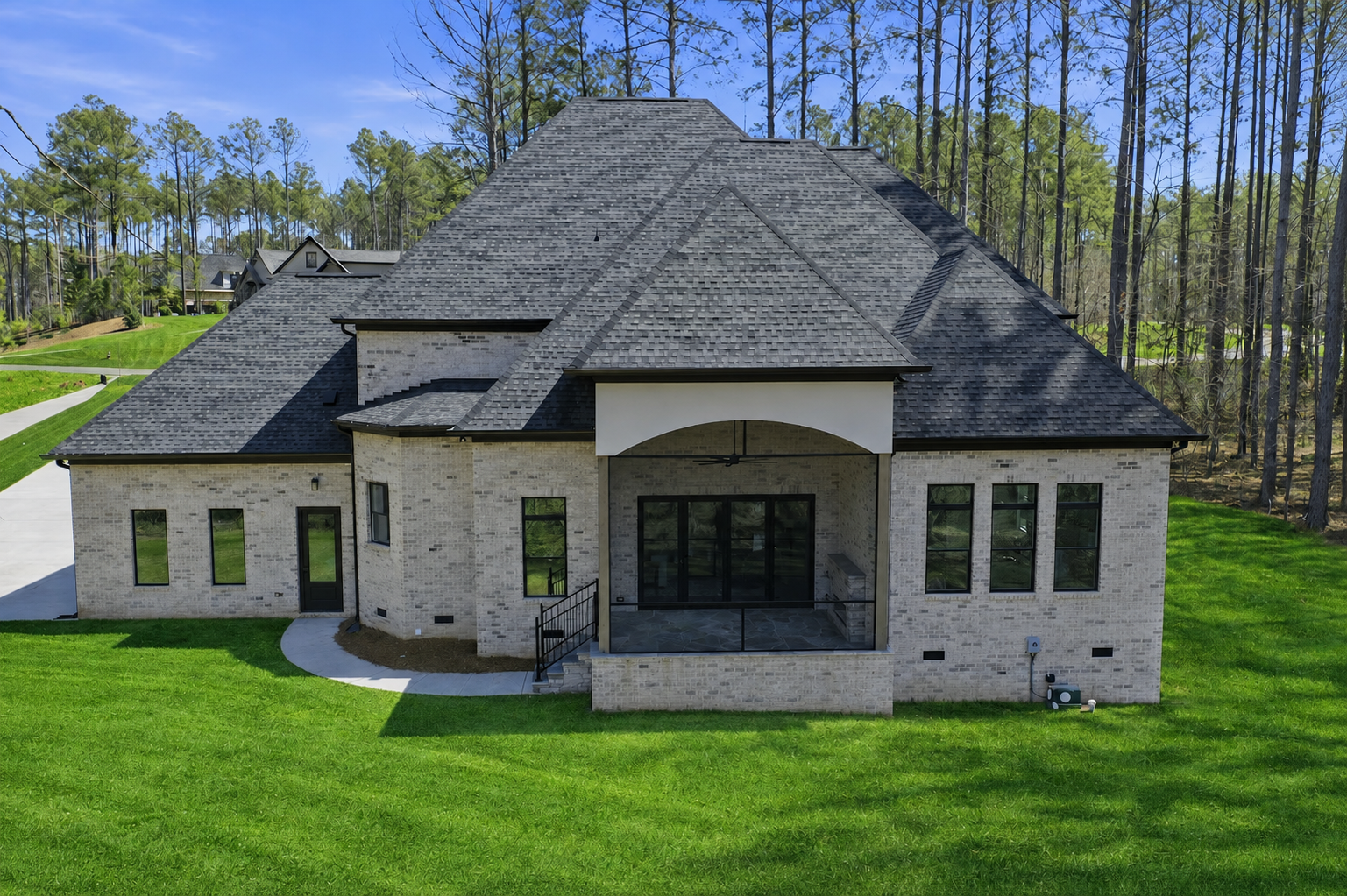Screened Porch: Arched screened porch on brick estate in SAVANNAH, GA