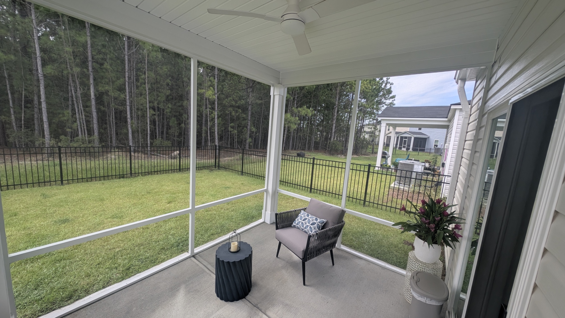 Screened Porch: Corner screened porch with woodland view in LANCASTER, SC