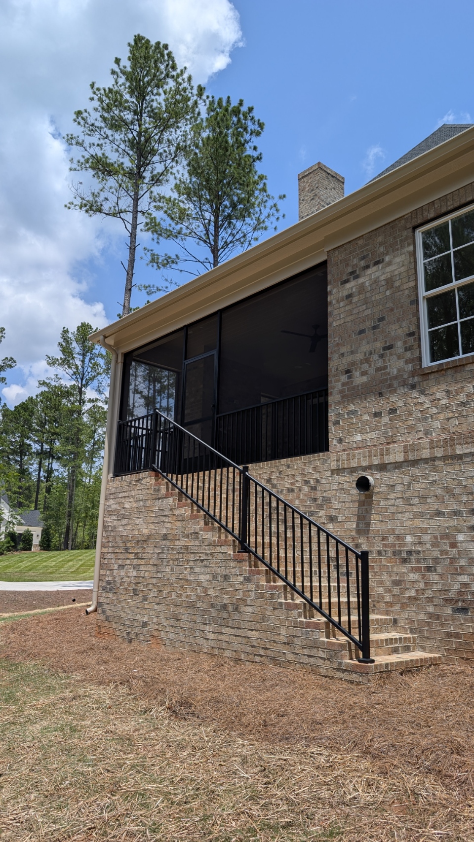 Screened Porch: Elevated brick-home screened porch in BLUFFTON, SC